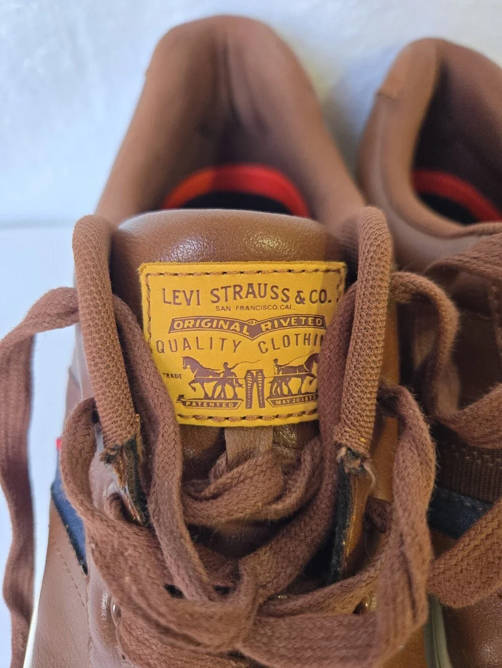 Levi Strauss & Co Men's Brown Casual Sneakers Size 12 Faux Leather Lace Up Shoes